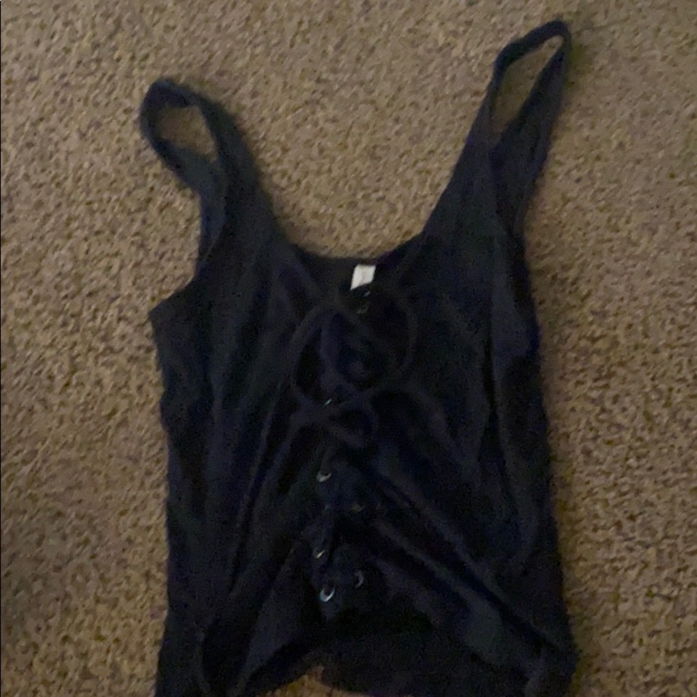 Black tie up tank top